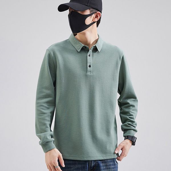 簡約POLO休閒長袖 - 6配色 幕峰,Mufeng,牛仔,流行,上衣,褲子,外套,穿搭,印花,服飾