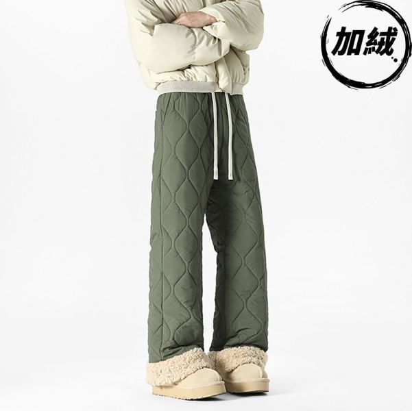 菱暖羊羔毛休閒闊腿長褲 - 6配色（加絨） 幕峰MuFneg,男裝,闊腿褲,羊羔毛,保暖,加厚,冬天,長褲,網路購物,2024