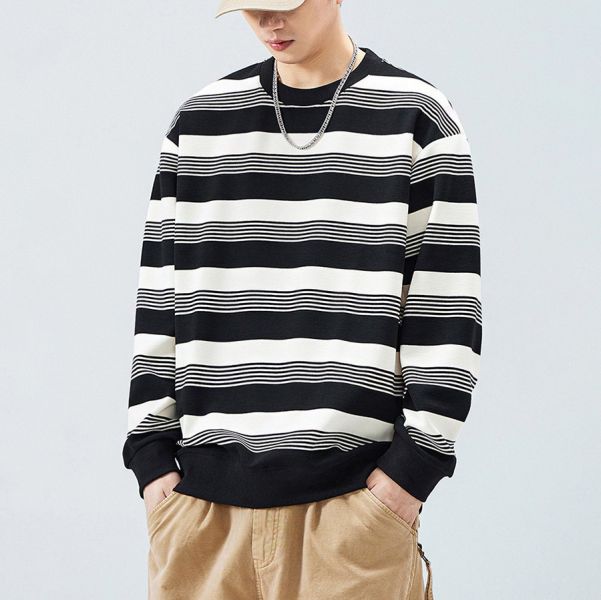 縱條重磅潮流條紋長袖 - 3配色 幕峰MuFeng,條紋上衣,重磅衛衣,圓領長袖,潮流男裝,秋冬穿搭,寬鬆版型,質感上衣,百搭長袖,街頭時尚