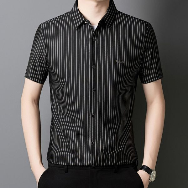 冰裁彈力無痕襯衫短袖 - 4配色（限時特賣 - 5折） 幕峰MuFeng,男裝特賣,5折優惠,快閃活動,限時出清,網路購物,男裝品牌,超值優惠,時尚穿搭,2025特賣