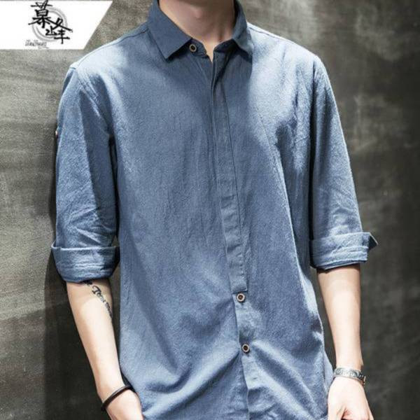 十一釦襯衫七分袖 - 6配色（限時特賣 - 5折） 幕峰MuFeng,男裝特賣,5折優惠,快閃活動,限時出清,網路購物,男裝品牌,超值優惠,時尚穿搭,2025特賣