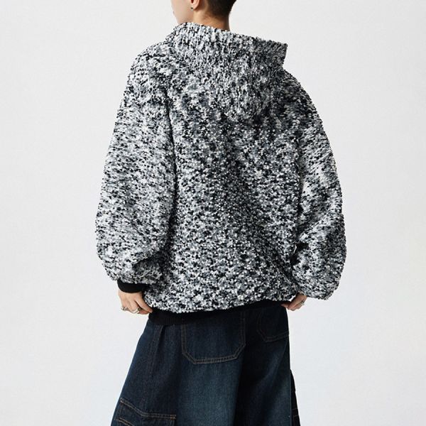 千洋針織連帽開衫長袖 - 2配色 幕峰MuFeng,針織連帽衛衣,混色設計上衣,美式風格,情侶衛衣,秋季新品,寬鬆版型,潮流男裝,時尚穿搭,百搭長袖