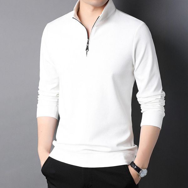 雅裁半拉鍊立領休閒長袖 - 10配色 幕峰MuFeng,男士立領長袖,半拉鍊上衣,修身男裝,春秋長袖男,貼身休閒衫,立領拉鍊衫,通勤長袖男,舒適百搭衫,成熟男士穿搭