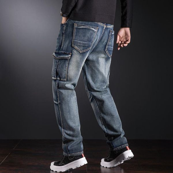 精鋼彈力拼接工裝直筒牛仔長褲 - 1配色（限時特賣 - 5折） 幕峰MuFeng,男裝特賣,5折優惠,快閃活動,限時出清,網路購物,男裝品牌,超值優惠,時尚穿搭,2025特賣