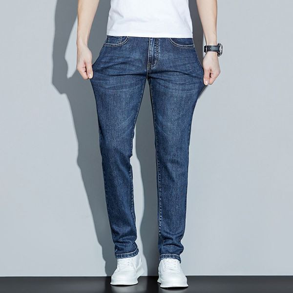 霧靛彈力休閒小直筒牛仔長褲 - 2配色（限時特賣 - 5折） 幕峰MuFeng,男裝特賣,5折優惠,快閃活動,限時出清,網路購物,男裝品牌,超值優惠,時尚穿搭,2025特賣