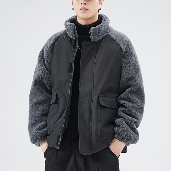日和立領毛絨拼接外套 - 4配色 幕峰,班服,團服,流行,免運,穿搭,男裝,品牌,網購