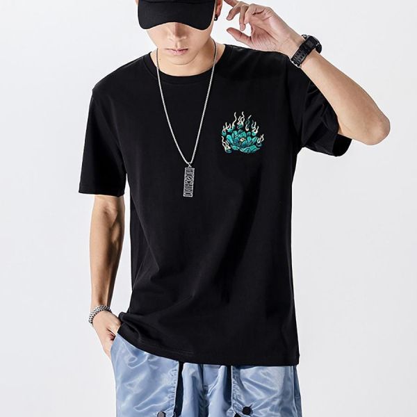 蓮貅重工刺繡圓領短袖 - 2配色 幕峰MuFeng,貔貅刺繡短袖,刺繡T恤男,圓領短袖,重工刺繡,質感上衣,休閒短袖,夏季男裝,百搭T恤,男士短袖