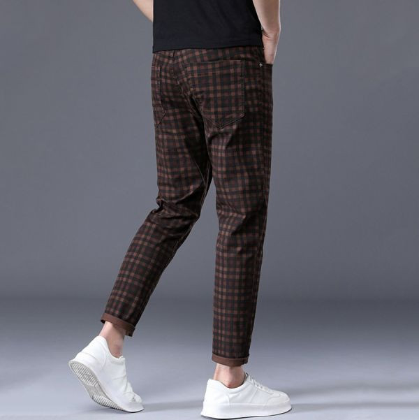 格畫彈力修身休閒九分長褲 - 4配色（限時特賣 - 5折） 幕峰MuFeng,男裝特賣,5折優惠,快閃活動,限時出清,網路購物,男裝品牌,超值優惠,時尚穿搭,2025特賣