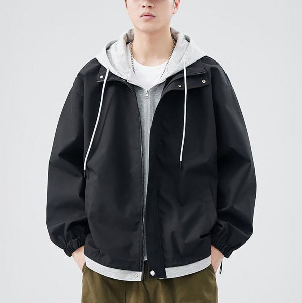 湛峰連帽防風潮流外套（假2件）- 7色 幕峰,Mufeng,牛仔,流行,上衣,褲子,外套,穿搭,印花,服飾