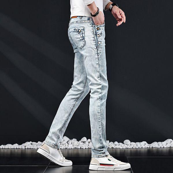 雪乳彈力修身牛仔長褲 - 1配色（限時特賣 - 5折） 幕峰MuFeng,男裝特賣,5折優惠,快閃活動,限時出清,網路購物,男裝品牌,超值優惠,時尚穿搭,2026特賣