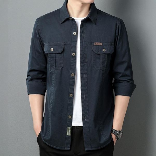 硬漢工裝休閒襯衫長袖 - 4配色 幕峰MuFeng,純棉襯衫男,厚磅襯衫,工裝襯衫,長袖襯衫男,大碼男裝,寬鬆襯衫,美式風格,休閒襯衫,百搭上衣