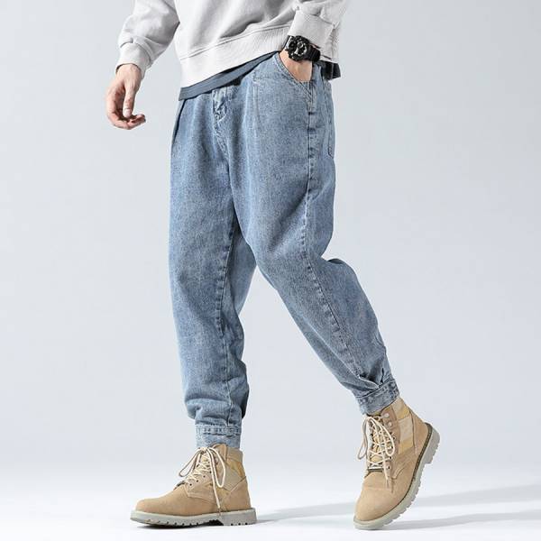 源逸哈倫束口牛仔長褲 - 2配色 幕峰,襯衫,團服,流行,免運,購物,男裝,牛仔褲,網路購物,褲子