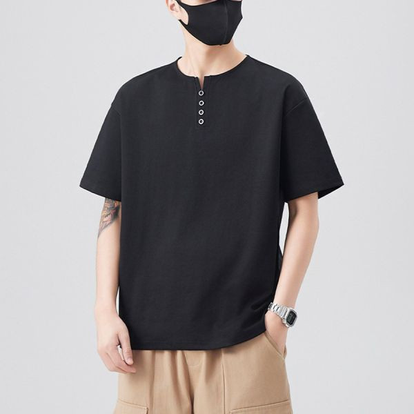 雲棉亨利領休閒短袖 - 4配色（限時特賣 - 5折） 幕峰MuFeng,男裝特賣,5折優惠,快閃活動,限時出清,網路購物,男裝品牌,超值優惠,時尚穿搭,2025特賣