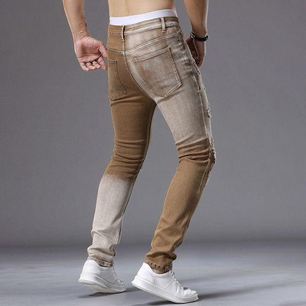 荒迹彈力修身破洞牛仔長褲 - 2配色（限時特賣 - 5折） 幕峰MuFeng,男裝特賣,5折優惠,快閃活動,限時出清,網路購物,男裝品牌,超值優惠,時尚穿搭,2026特賣