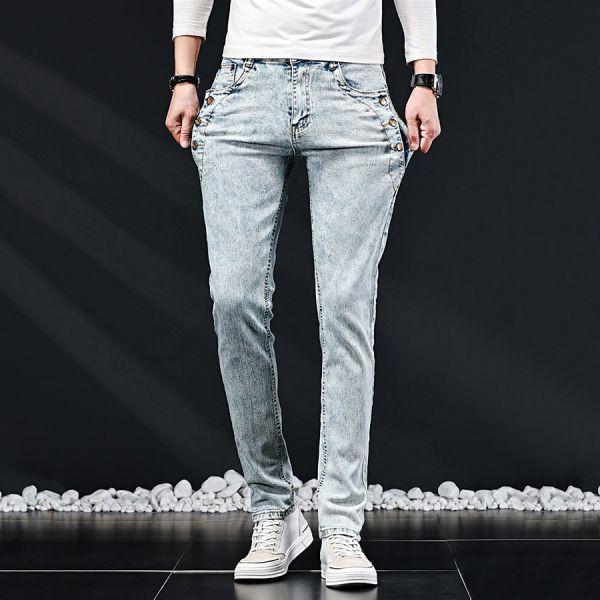 雪乳彈力修身牛仔長褲 - 1配色（限時特賣 - 5折） 幕峰MuFeng,男裝特賣,5折優惠,快閃活動,限時出清,網路購物,男裝品牌,超值優惠,時尚穿搭,2026特賣