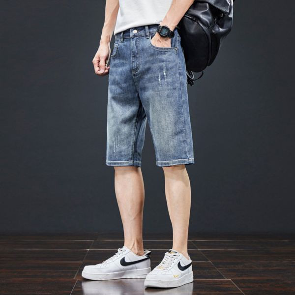 徜徉直筒五分牛仔短褲 - 2配色（限時特賣 - 5折） 幕峰MuFeng,男裝特賣,5折優惠,快閃活動,限時出清,網路購物,男裝品牌,超值優惠,時尚穿搭,2025特賣