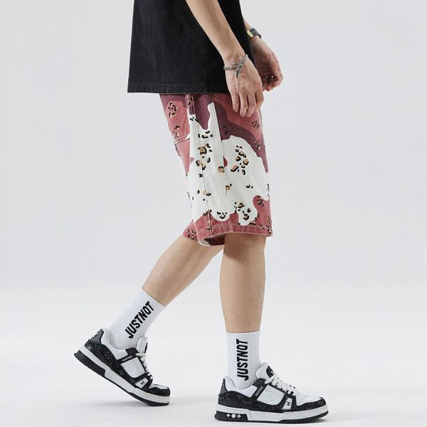 粉焰迷彩裝牛仔短褲 - 1配色（限時特賣 - 5折） 幕峰MuFeng,男裝特賣,5折優惠,快閃活動,限時出清,網路購物,男裝品牌,超值優惠,時尚穿搭,2025特賣