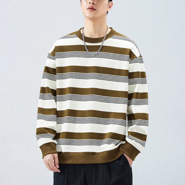 縱條重磅潮流條紋長袖 - 3配色 幕峰MuFeng,條紋上衣,重磅衛衣,圓領長袖,潮流男裝,秋冬穿搭,寬鬆版型,質感上衣,百搭長袖,街頭時尚