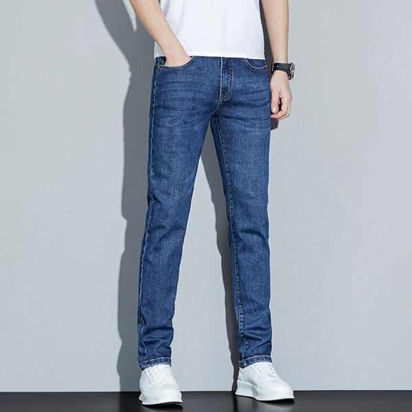 霧靛彈力休閒小直筒牛仔長褲 - 2配色（限時特賣 - 5折） 幕峰MuFeng,男裝特賣,5折優惠,快閃活動,限時出清,網路購物,男裝品牌,超值優惠,時尚穿搭,2025特賣