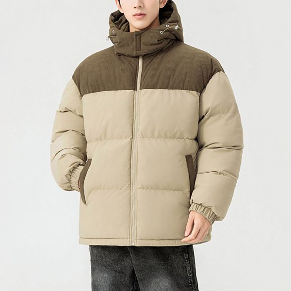 寒盾連帽潮流棉絨保暖外套 - 2配色 幕峰MuFeng,拼色棉服,面包服外套,加厚保暖外套,可拆卸連帽,潮牌男裝,棉絨內裡,秋冬穿搭,寬鬆外套,休閒保暖衣