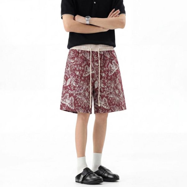 海島編織休閒短褲 - 2配色 幕峰MuFeng,蝴蝶印花短褲,海島風短褲,編織設計短褲,夏季男短褲,潮牌短褲,寬鬆短褲,度假穿搭,休閒短褲,男裝下身