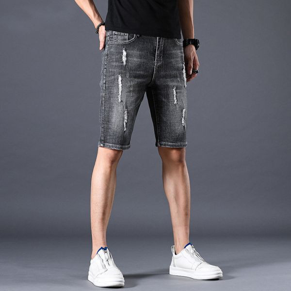 涅瓦彈力破洞修身牛仔短褲 - 1配色（限時特賣 - 5折） 幕峰MuFeng,男裝特賣,5折優惠,快閃活動,限時出清,網路購物,男裝品牌,超值優惠,時尚穿搭,2025特賣