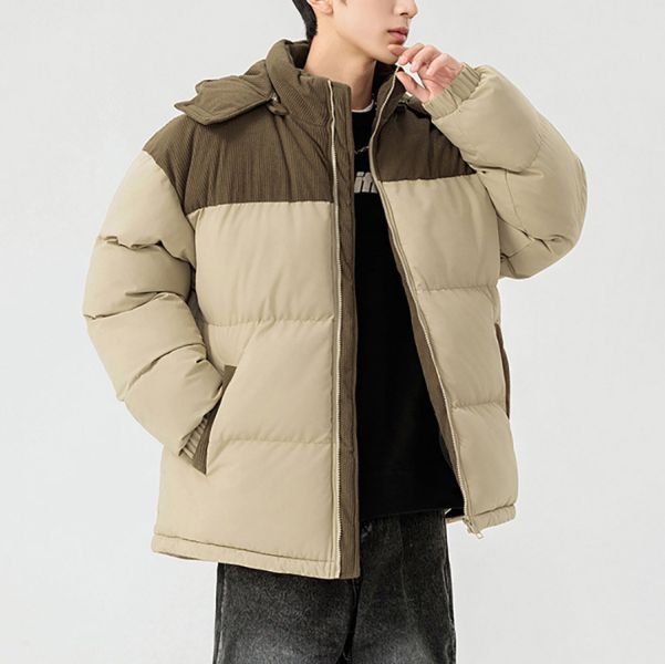 寒盾連帽潮流棉絨保暖外套 - 2配色 幕峰MuFeng,拼色棉服,面包服外套,加厚保暖外套,可拆卸連帽,潮牌男裝,棉絨內裡,秋冬穿搭,寬鬆外套,休閒保暖衣