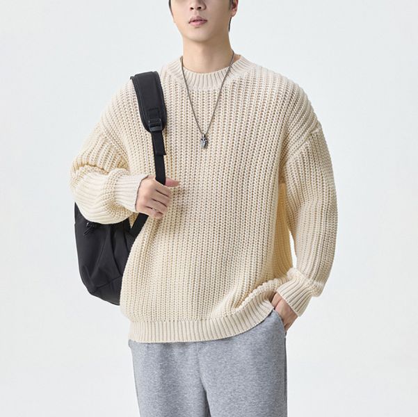 柔暖重磅針織質感毛衣長袖 - 2配色 幕峰MuFeng,秋冬針織衫,內搭打底衫,男士毛衣,柔軟親膚款,百搭長袖上衣,潮流男裝,秋冬穿搭,細織紋理,舒適貼身款