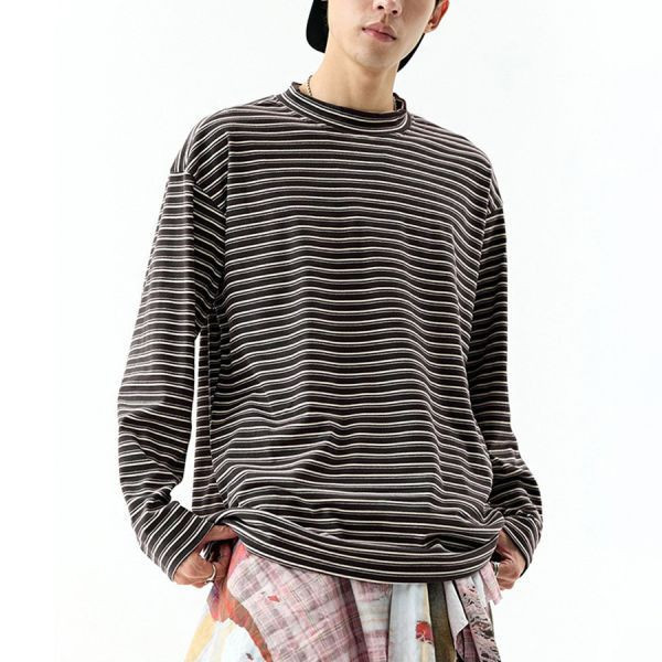 德絨圓領條紋休閒長袖 - 4配色（限時特賣 - 5折） 幕峰MuFeng,男裝特賣,5折優惠,快閃活動,限時出清,網路購物,男裝品牌,超值優惠,時尚穿搭,2026特賣
