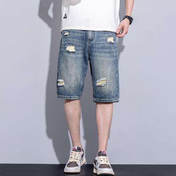 夏痕直筒五分牛仔短褲 - 2配色（限時特賣 - 5折） 幕峰MuFeng,男裝特賣,5折優惠,快閃活動,限時出清,網路購物,男裝品牌,超值優惠,時尚穿搭,2025特賣