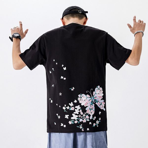 夢蝶重工刺繡圓領短袖 - 2配色 幕峰MuFeng,刺繡,蝴蝶,重工,短袖,夏天,潮流,男裝,網路購物,穿搭