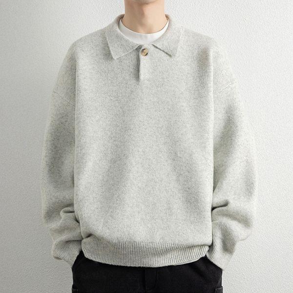 靜型翻領針織休閒長袖 - 3配色（限時特賣 - 5折） 幕峰MuFeng,男裝特賣,5折優惠,快閃活動,限時出清,網路購物,男裝品牌,超值優惠,時尚穿搭,2026特賣