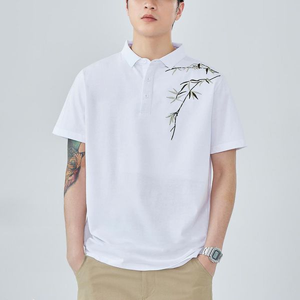 青綠刺繡POLO休閒短袖 - 2配色 幕峰,Mufeng,牛仔,流行,上衣,褲子,外套,穿搭,印花,服飾