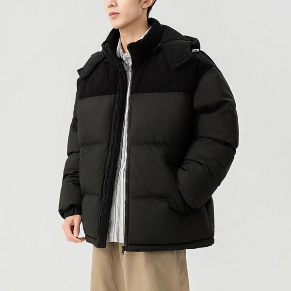 寒盾連帽潮流棉絨保暖外套 - 2配色 幕峰MuFeng,拼色棉服,面包服外套,加厚保暖外套,可拆卸連帽,潮牌男裝,棉絨內裡,秋冬穿搭,寬鬆外套,休閒保暖衣