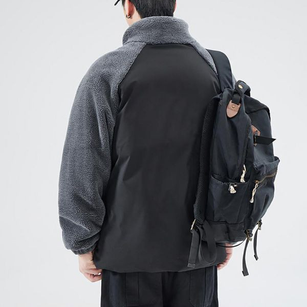 日和立領毛絨拼接外套 - 4配色（限時特賣 - 4折） 幕峰MuFeng,男裝特賣,5折優惠,快閃活動,限時出清,網路購物,男裝品牌,超值優惠,時尚穿搭,2025特賣