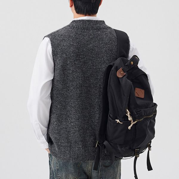 厚針潮流針織無袖毛衣背心 - 3配色 幕峰MuFeng,無袖背心,毛混紡上衣,針織打底,春秋層次穿搭,寬鬆版型,美式休閒,百搭背心,潮牌風格,長袖外搭用