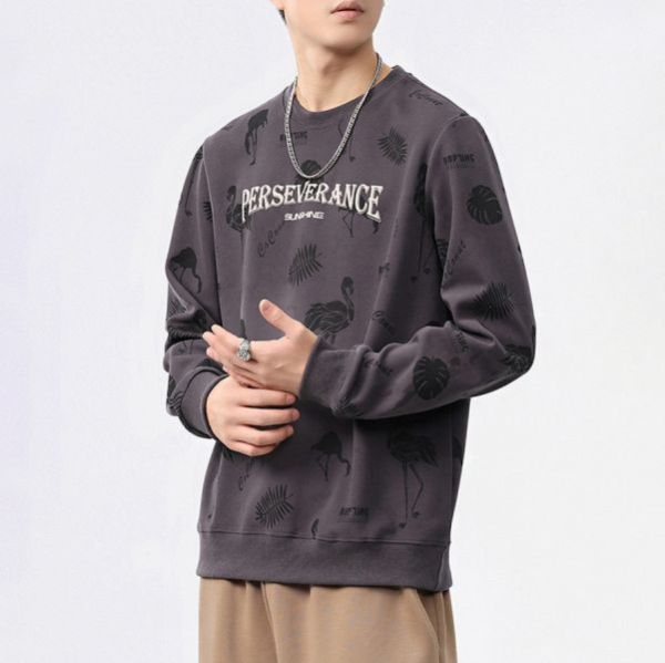 鶴影潮流印花休閒長袖 - 3配色（限時特賣 - 5折） 幕峰MuFeng,男裝特賣,5折優惠,快閃活動,限時出清,網路購物,男裝品牌,超值優惠,時尚穿搭,2025特賣