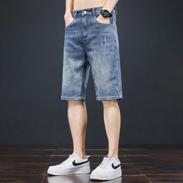 徜徉直筒五分牛仔短褲 - 2配色（限時特賣 - 5折） 幕峰MuFeng,男裝特賣,5折優惠,快閃活動,限時出清,網路購物,男裝品牌,超值優惠,時尚穿搭,2025特賣