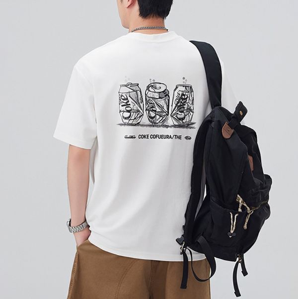酷刻重磅刺繡印花休閒短袖 - 4配色 幕峰MuFeng,印花,刺繡,短袖,可樂,飲料,男裝,彈性,網路購物,2025