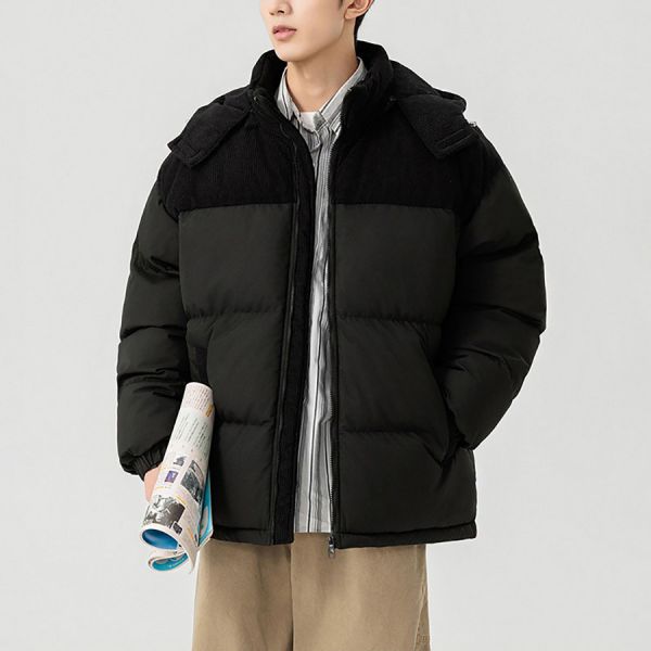 寒盾連帽潮流棉絨保暖外套 - 2配色 幕峰MuFeng,拼色棉服,面包服外套,加厚保暖外套,可拆卸連帽,潮牌男裝,棉絨內裡,秋冬穿搭,寬鬆外套,休閒保暖衣