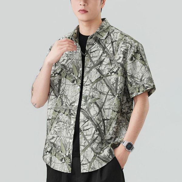 拓遠復古輕薄襯衫短袖 - 2配色 幕峰MuFeng,短袖襯衫男,寬鬆襯衫,夏季襯衫,潮流男裝,街頭風穿搭,痞帥風格,透氣襯衫,休閒上衣,百搭襯衫