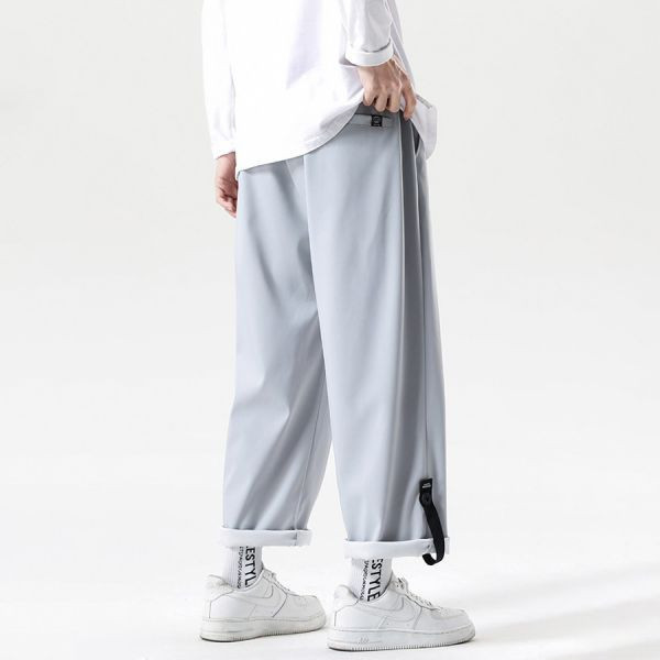 束扣時尚寬鬆直筒長褲 - 2配色（限時特賣 - 5折） 幕峰MuFeng,男裝特賣,5折優惠,快閃活動,限時出清,網路購物,男裝品牌,超值優惠,時尚穿搭,2025特賣