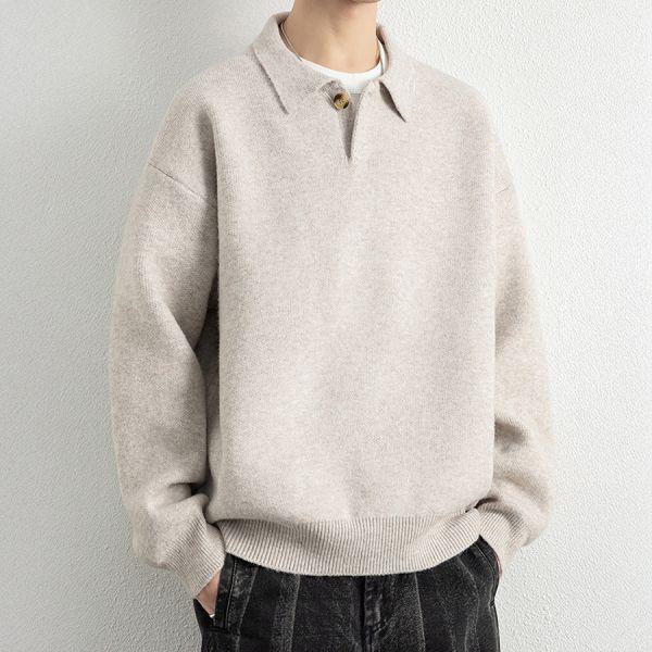 靜型翻領針織休閒長袖 - 3配色（限時特賣 - 5折） 幕峰MuFeng,男裝特賣,5折優惠,快閃活動,限時出清,網路購物,男裝品牌,超值優惠,時尚穿搭,2026特賣