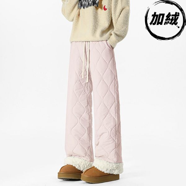 菱暖羊羔毛休閒闊腿長褲 - 6配色（加絨） 幕峰MuFneg,男裝,闊腿褲,羊羔毛,保暖,加厚,冬天,長褲,網路購物,2024