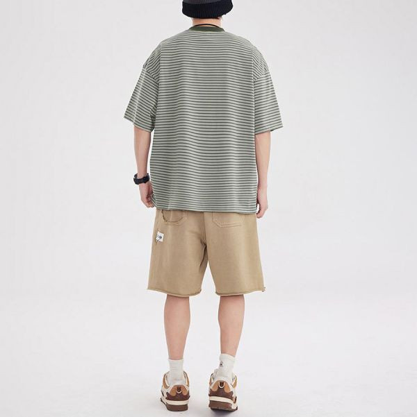 織野重磅刺繡條紋休閒短袖 - 2配色（限時特賣 - 5折） 幕峰MuFeng,男裝特賣,5折優惠,快閃活動,限時出清,網路購物,男裝品牌,超值優惠,時尚穿搭,2025特賣