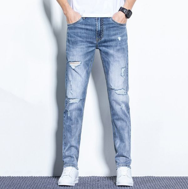 破浪彈力修身牛仔長褲 - 1配色（限時特賣 - 5折） 幕峰MuFeng,男裝特賣,5折優惠,快閃活動,限時出清,網路購物,男裝品牌,超值優惠,時尚穿搭,2025特賣