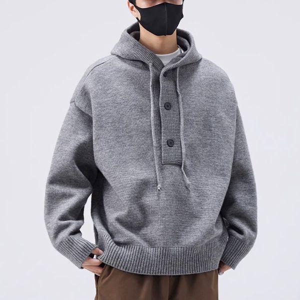 馭風針織連帽開衫長袖 - 2配色（限時特賣 - 5折） 幕峰MuFeng,男裝特賣,5折優惠,快閃活動,限時出清,網路購物,男裝品牌,超值優惠,時尚穿搭,2026特賣