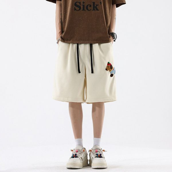 臘汪刺繡休閒寬鬆短褲 - 3配色（限時特賣 - 5折） 幕峰MuFeng,男裝特賣,5折優惠,快閃活動,限時出清,網路購物,男裝品牌,超值優惠,時尚穿搭,2025特賣
