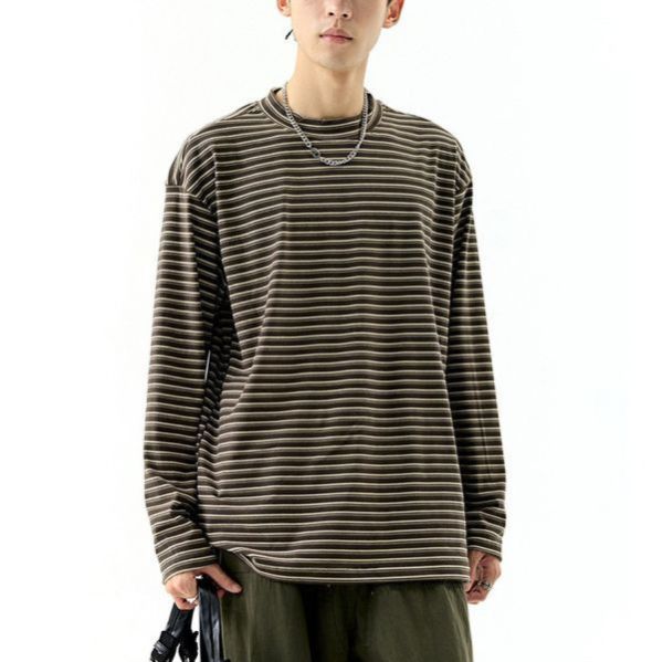 德絨圓領條紋休閒長袖 - 4配色（限時特賣 - 5折） 幕峰MuFeng,男裝特賣,5折優惠,快閃活動,限時出清,網路購物,男裝品牌,超值優惠,時尚穿搭,2026特賣