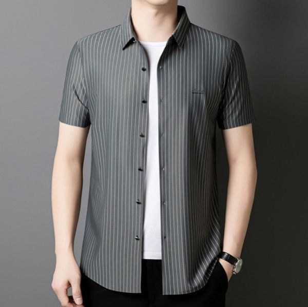 冰裁彈力無痕襯衫短袖 - 4配色（限時特賣 - 5折） 幕峰MuFeng,男裝特賣,5折優惠,快閃活動,限時出清,網路購物,男裝品牌,超值優惠,時尚穿搭,2025特賣